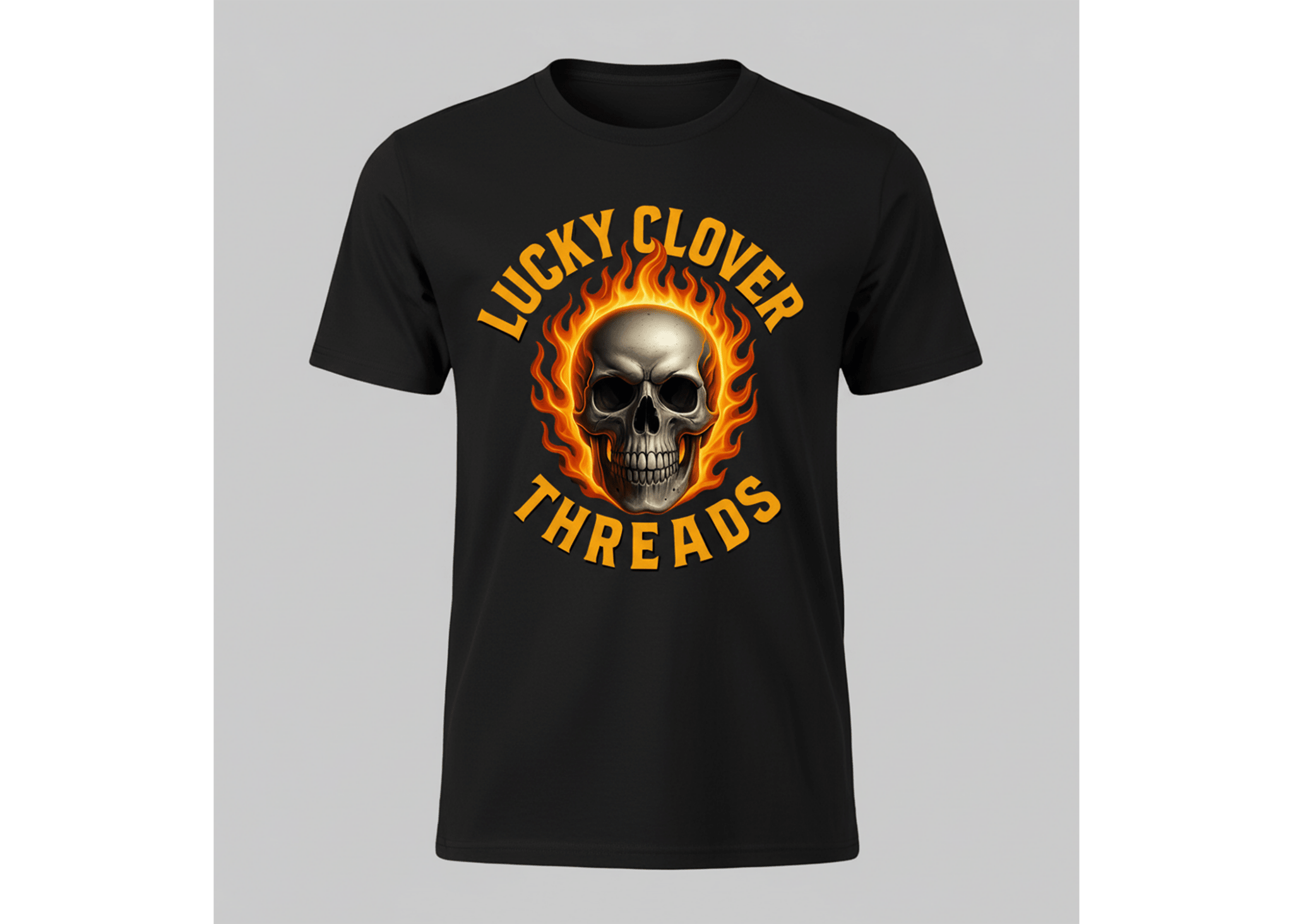 Skull & Flames Graphic Tee - Lucky Clover Threads